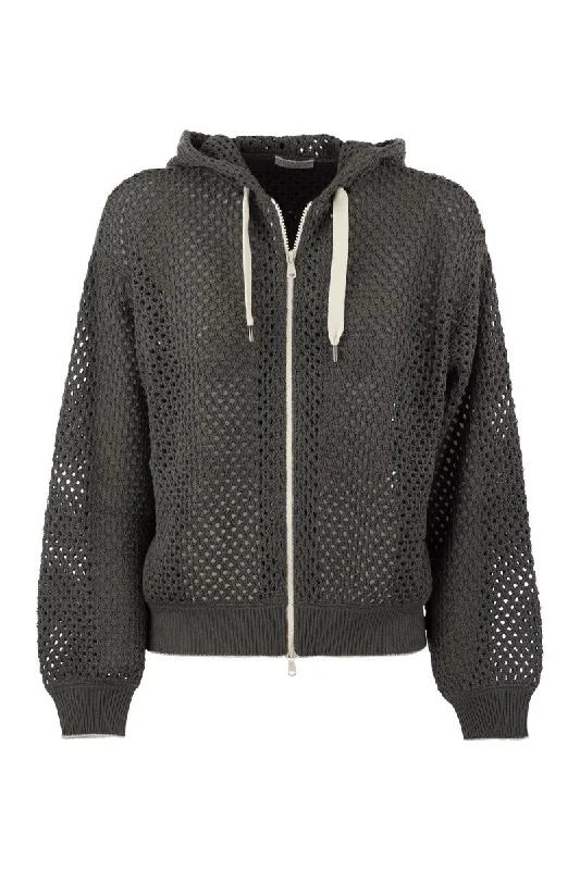 Dazzling Net cotton zip hoodie Hoodie with Cropped Fit Short Trendy