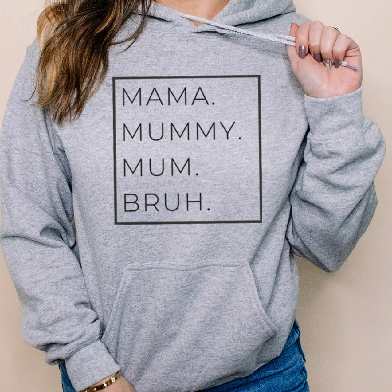 Mama, Mummy, Bruh Womens Hoodie Hoodie with Double Zipper Versatile Adjustable