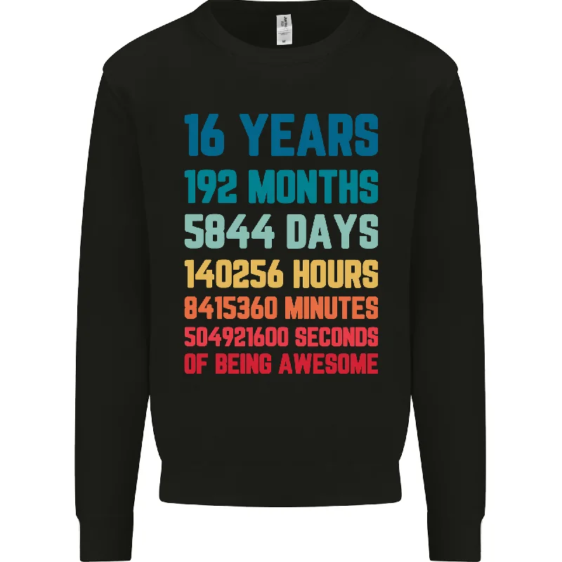 16th Birthday Men's Sweatshirt Jumper - 16 Years Old Gift for Him Hoodie with Logo Branding Identity