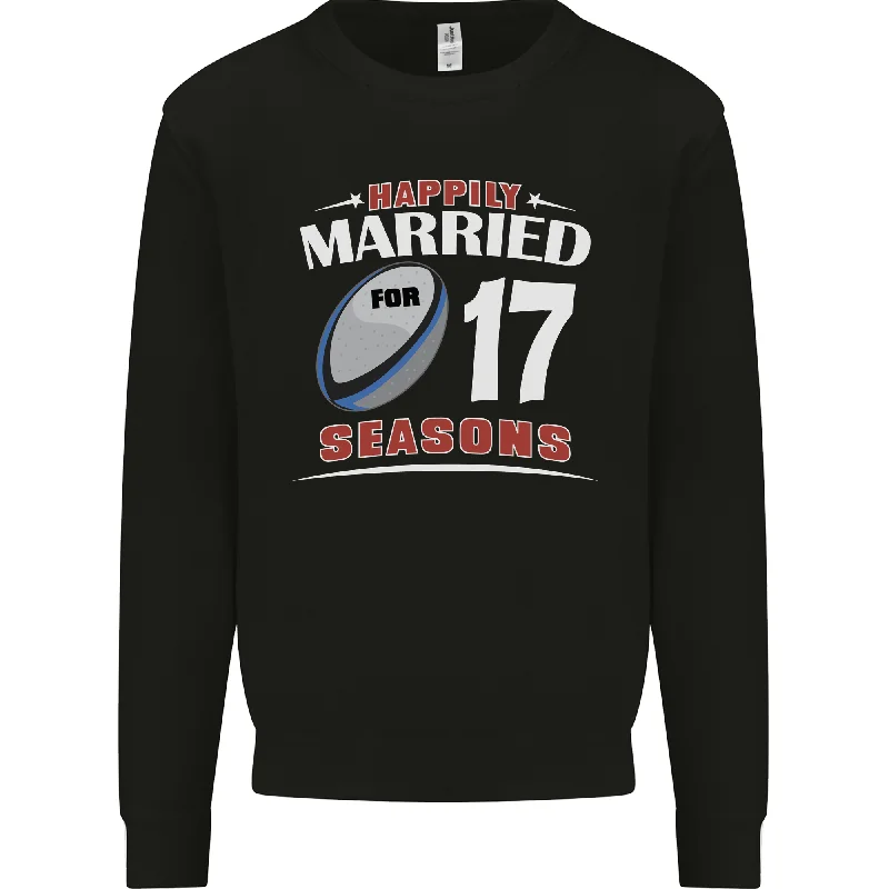 17 Year Wedding Anniversary 17th Rugby Mens Sweatshirt Jumper Hoodie with Applique Textured Unique