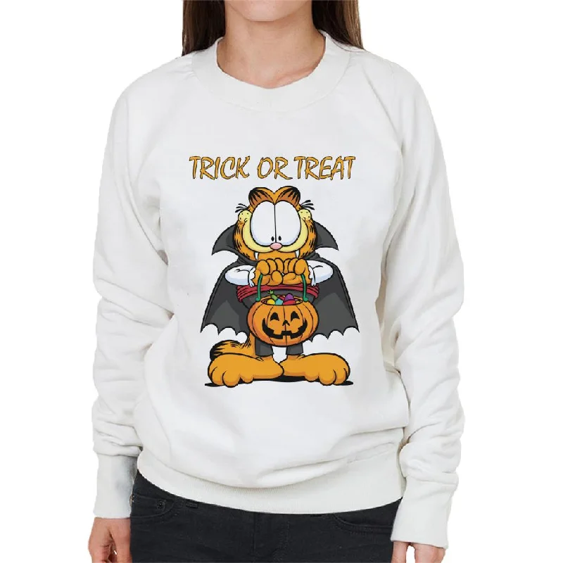 Garfield Halloween Trick Or Treat Women's Sweatshirt Hoodie with Hem Drawcord Adjustable Customizable