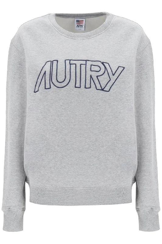 Crew-neck Sweatshirt With Logo Embroidery - Grigio Hoodie with Reflective Safety Nightwear Crew-neck Sweatshirt With Logo Embroidery - Grigio Hoodie with Reflective Safety Nightwear
