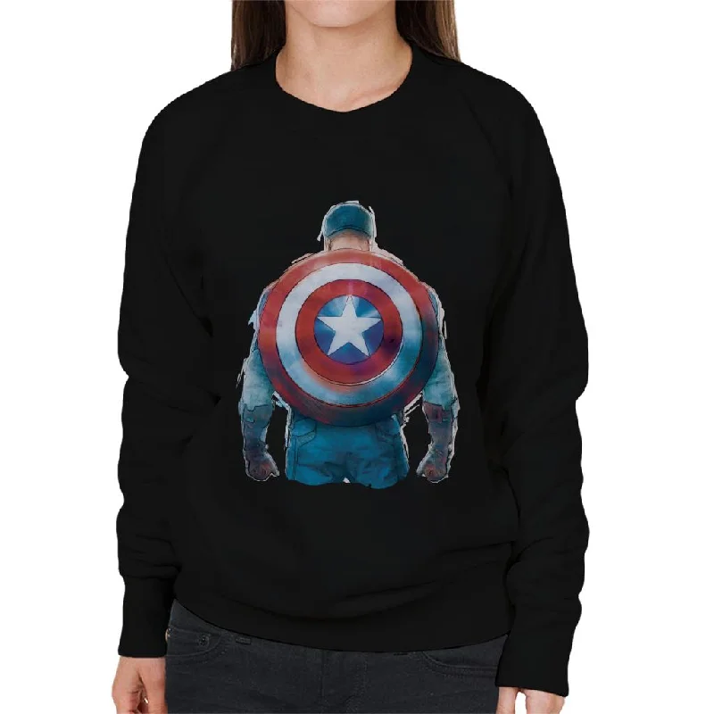 Marvel Captain America Sketch Style Shield Back Women's Sweatshirt Hoodie with Camouflage Military Edgy Marvel Captain America Sketch Style Shield Back Women's Sweatshirt Hoodie with Camouflage Military Edgy
