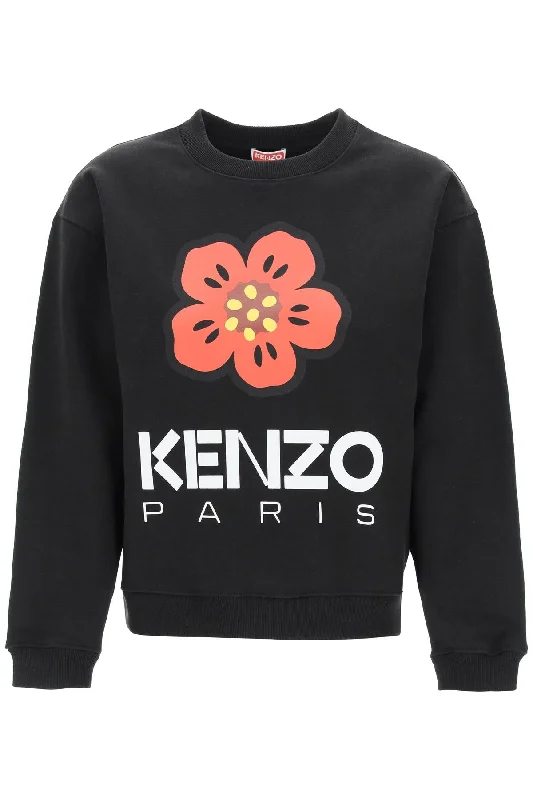 Bokè Flower Crew-neck Sweatshirt - Black Hoodie with High-Low Hem Asymmetrical Trendy Bokè Flower Crew-neck Sweatshirt - Black Hoodie with High-Low Hem Asymmetrical Trendy