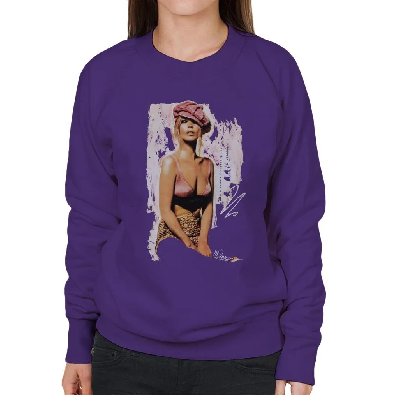 Sidney Maurer Original Portrait Of Kate Moss Pink Hat And Bra Women's Sweatshirt Hoodie Dress Longline Feminine