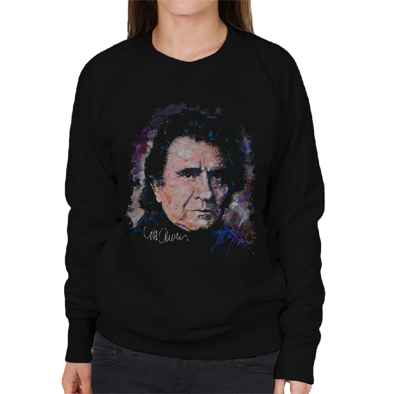 Sidney Maurer Original Portrait Of Johnny Cash Women's Sweatshirt Hoodie with Drawstring Waist Adjustable Fitted Sidney Maurer Original Portrait Of Johnny Cash Women's Sweatshirt Hoodie with Drawstring Waist Adjustable Fitted