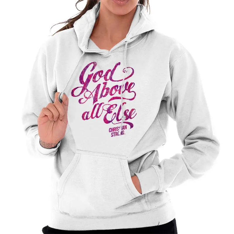 Above All Else Hoodie Hoodie with Hem Applique Textured Unique