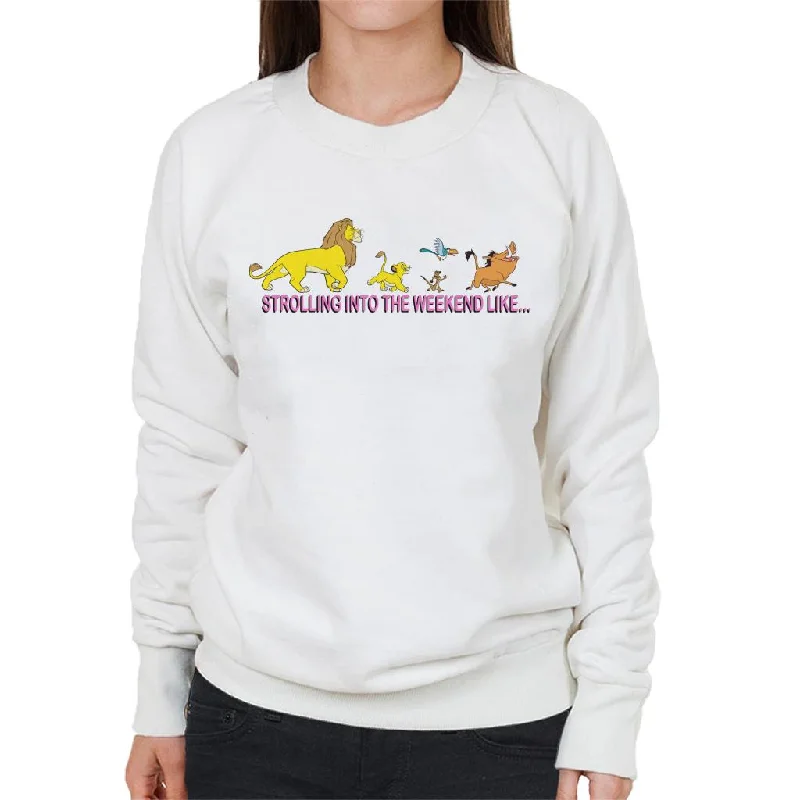Disney The Lion King Strolling Into The Weekend Like Women's Sweatshirt Hoodie with Hem Contrast Bold Stylish
