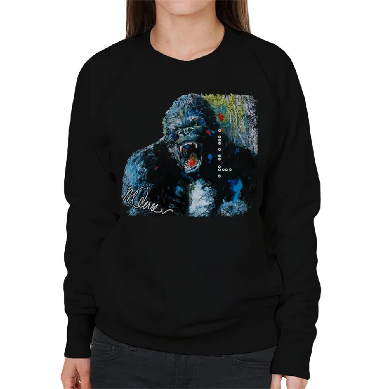 Sidney Maurer Original Portrait Of King Kong Women's Sweatshirt Hoodie with Hem Frayed Vintage Worn