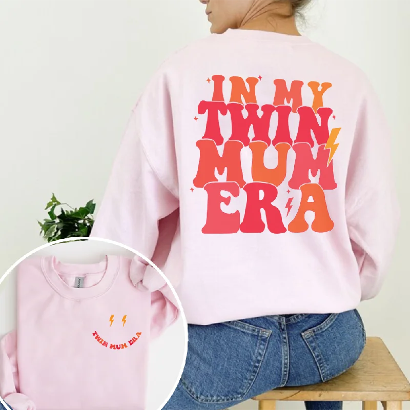 My Twin Mum Era Front & Back Logo Sweatshirt Hoodie with Elastic Waist Stretchable Comfortable My Twin Mum Era Front & Back Logo Sweatshirt Hoodie with Elastic Waist Stretchable Comfortable