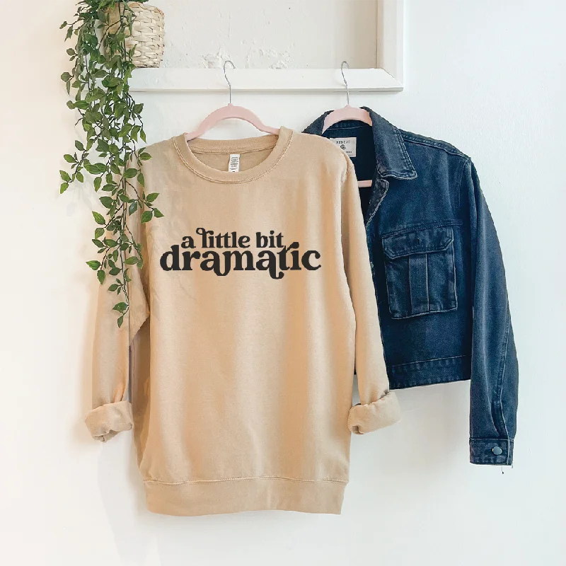 Little Bit Dramatic Desert Sand Sweatshirt Hoodie with Button Placket Classic Preppy
