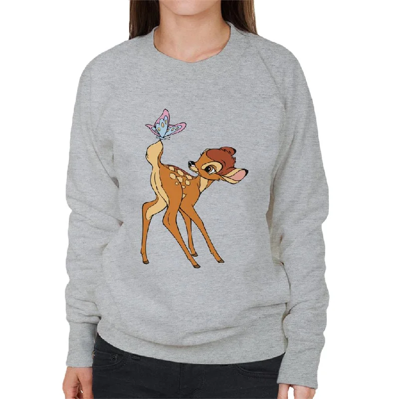 Disney Bambi Butterfly On Tail Women's Sweatshirt Hoodie with Zipper Placket Modern Functional