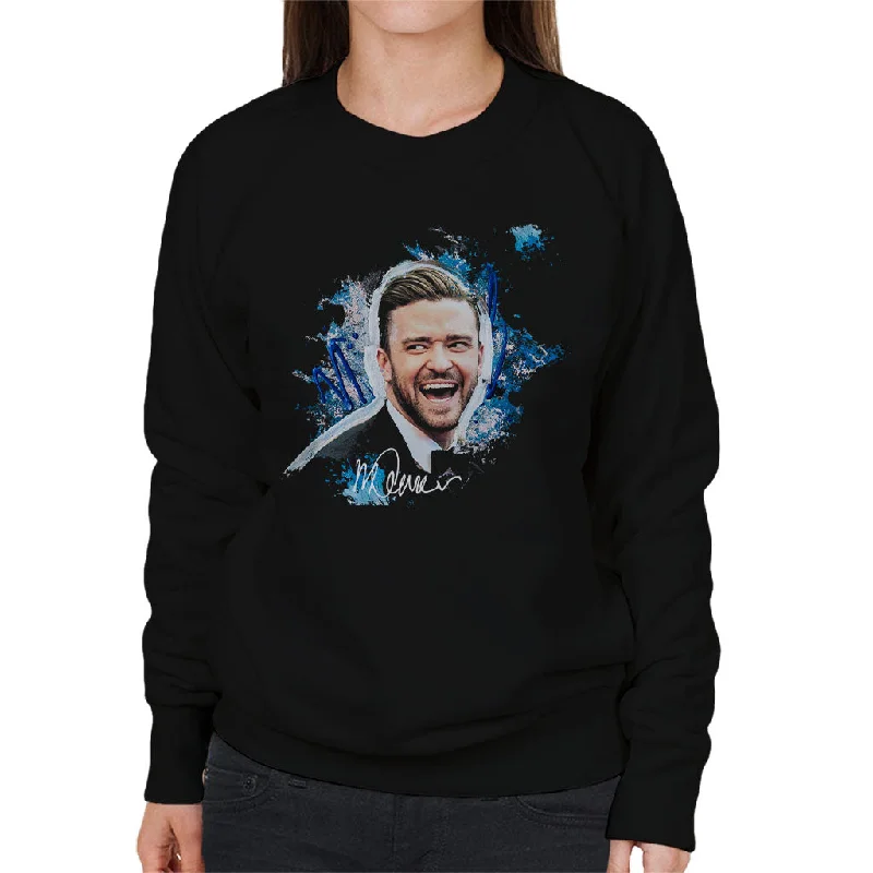 Sidney Maurer Original Portrait Of Justin Timberlake Women's Sweatshirt Hoodie with Frayed Bohemian Relaxed