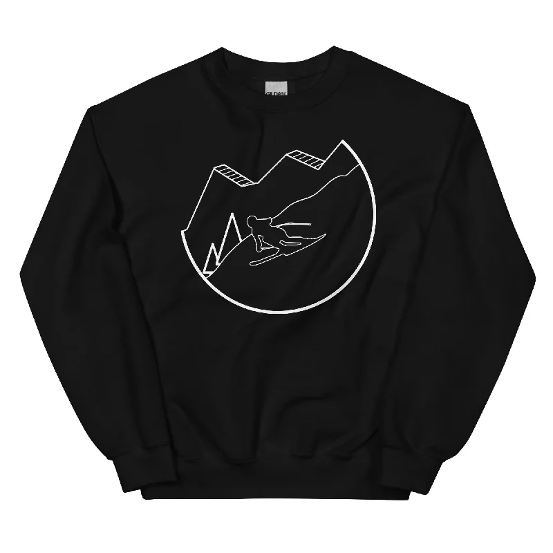 Skifahren - (49) - Sweatshirt (Unisex) Hoodie with Exposed Zipper Edgy Industrial
