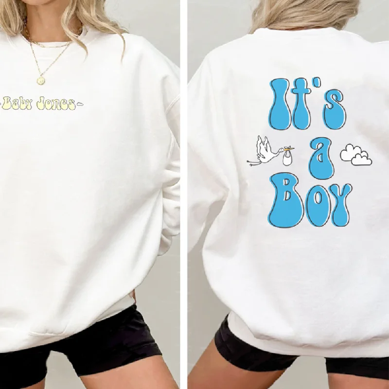 Personalised Baby Announcement Turn Around White Sweatshirt Hoodie with Raw Hem Edgy Unfinished Personalised Baby Announcement Turn Around White Sweatshirt Hoodie with Raw Hem Edgy Unfinished