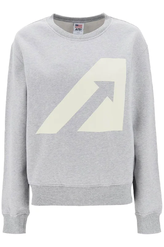 Icon Crew-neck Sweatshirt  - Grigio Hoodie with Frayed Bohemian Relaxed