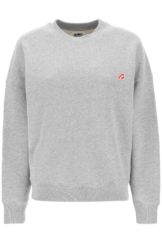 Crew-neck Sweatshirt With Logo Patch  - Grigio Hoodie with Tie-Dye Psychedelic Retro