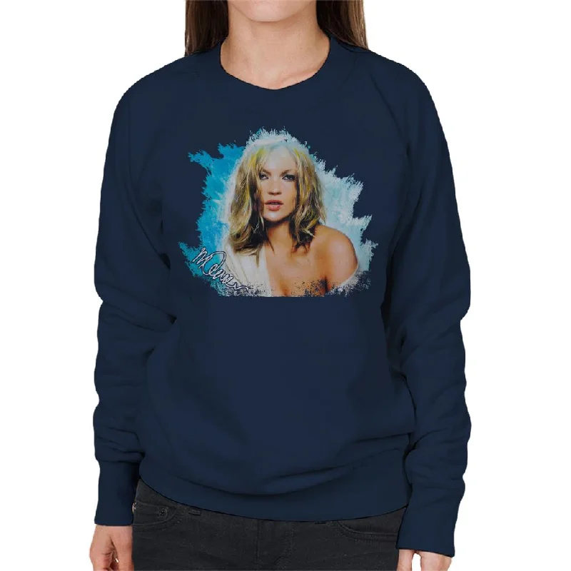 Sidney Maurer Original Portrait Of Kate Moss Pastel Blue Women's Sweatshirt Hoodie with Raglan Sleeves Sporty Comfortable