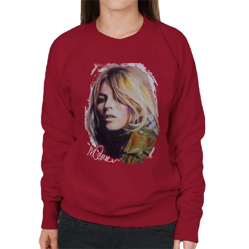 Sidney Maurer Original Portrait Of Kate Moss Army Jacket Women's Sweatshirt Hoodie with Hem Embroidery Detailed Premium