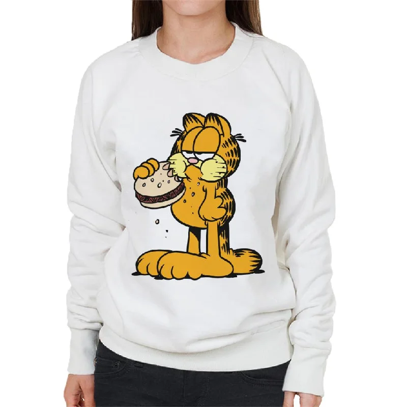 Garfield Eating Burger Women's Sweatshirt Hoodie Jacket Zipper Layering