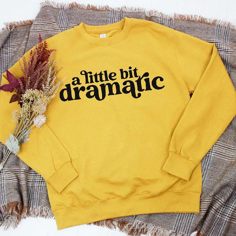 Little Bit Dramatic Mustard Sweatshirt Hoodie with Side Slits Relaxed Casual