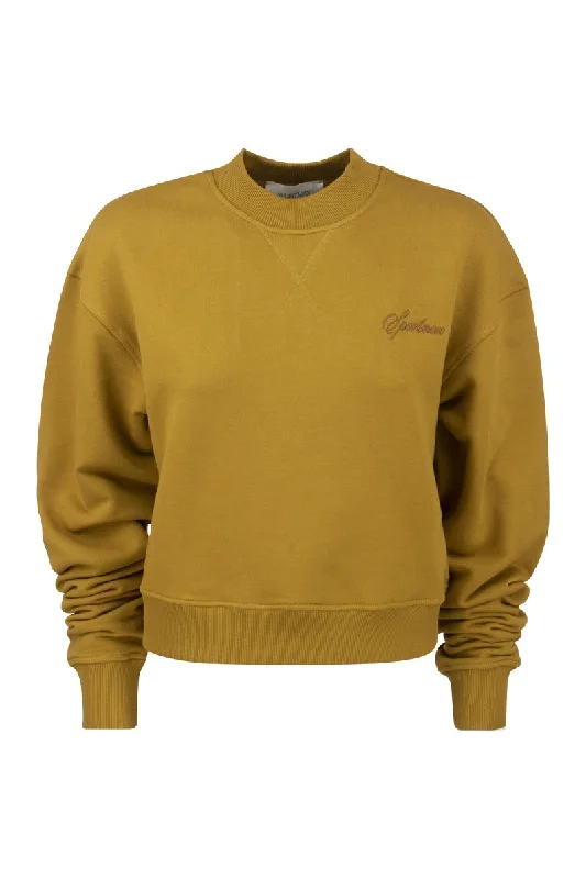 SALICE - Stretch cotton sweatshirt Hoodie with Hem Raw Edge Edgy Unfinished