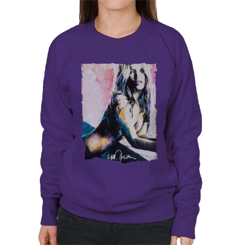 Sidney Maurer Original Portrait Of Kate Moss Nude Women's Sweatshirt Hoodie with Camouflage Military Edgy