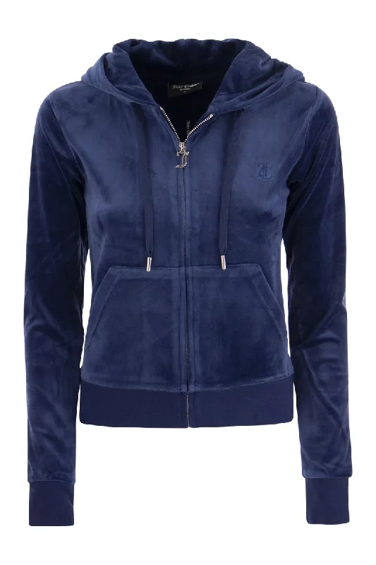 Cotton velvet hoodie Hoodie with Mock Neck Collared Structured