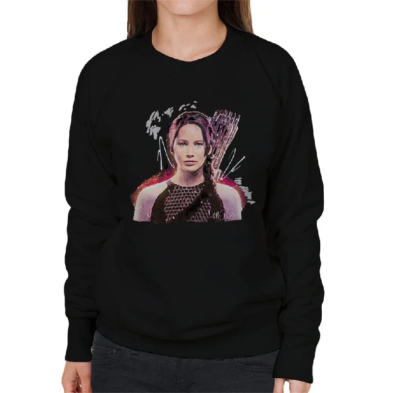 Sidney Maurer Original Portrait Of Jennifer Lawrence Hunger Games Women's Sweatshirt Hoodie with Puffed Sleeves Voluminous Trendy Sidney Maurer Original Portrait Of Jennifer Lawrence Hunger Games Women's Sweatshirt Hoodie with Puffed Sleeves Voluminous Trendy