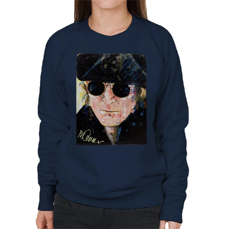 Sidney Maurer Original Portrait Of John Lennon Hat And Sunglasses Women's Sweatshirt Hoodie with Relaxed Fit Easy Casual Sidney Maurer Original Portrait Of John Lennon Hat And Sunglasses Women's Sweatshirt Hoodie with Relaxed Fit Easy Casual