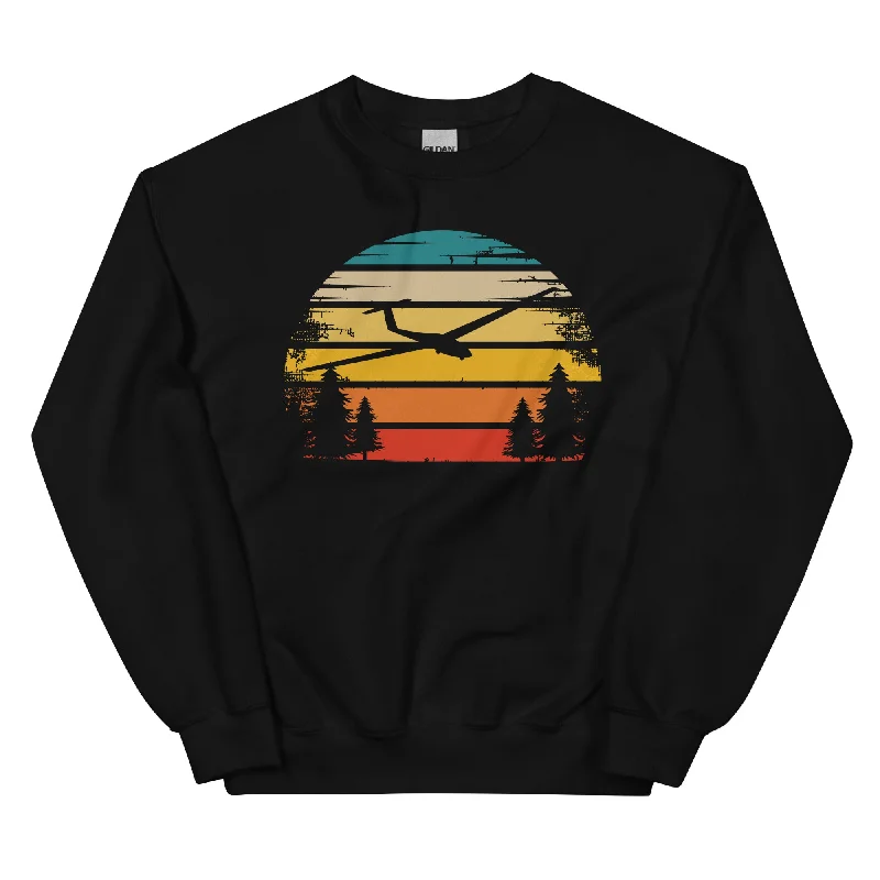 Retro Sonne und Segelflugzeug - Sweatshirt (Unisex) Hoodie with Tied Waist Feminine Flattering