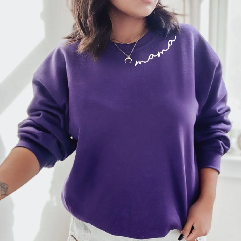 Mama Neck Slogan Crew Sweatshirt Hoodie with Reflective Safety Nightwear