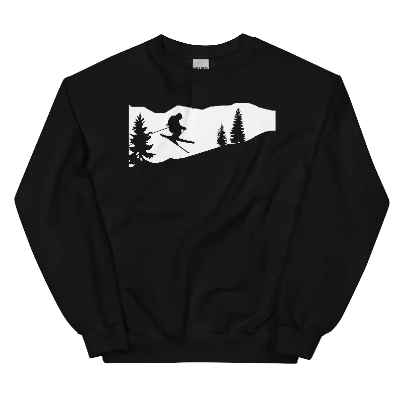 Skifahren - (51) - Sweatshirt (Unisex) Hoodie with Ribbed Neckline Snug Warm