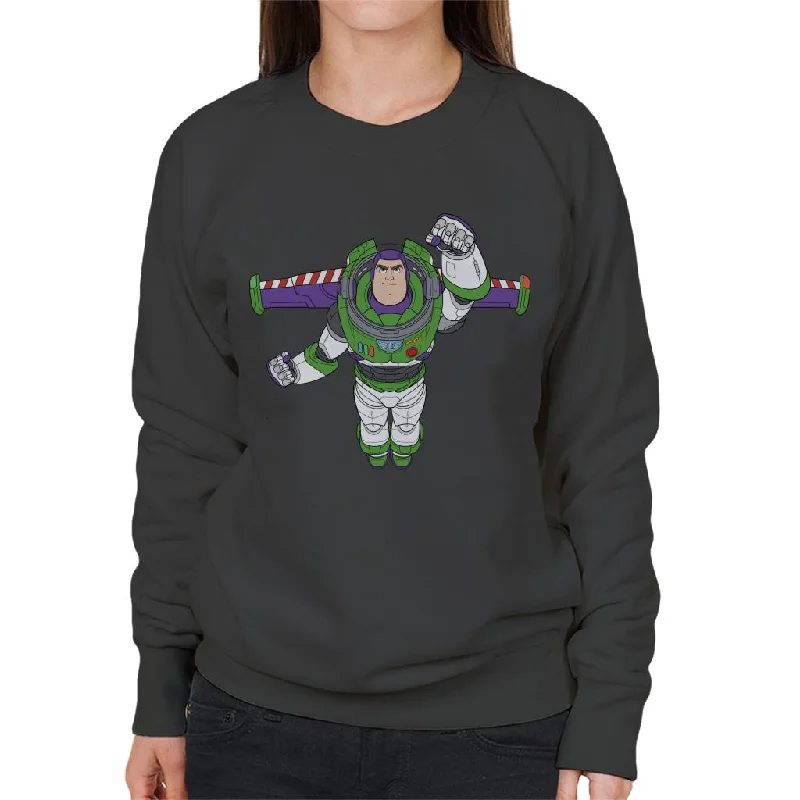 Disney Toy Story Buzz Lightyear Flight Pose Women's Sweatshirt Hoodie with Monochrome Minimalist Simple