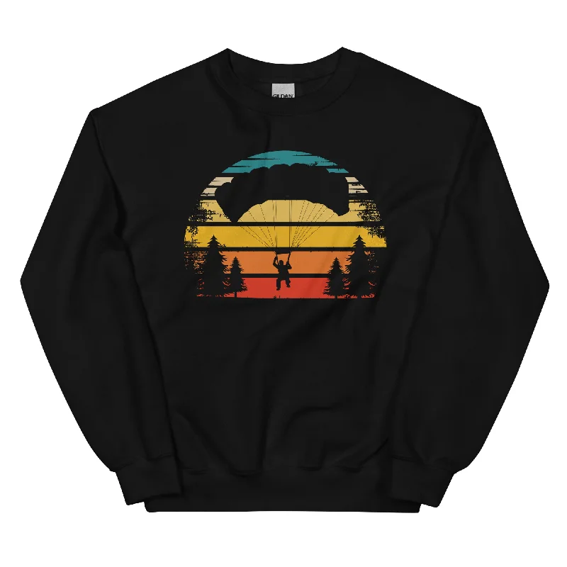 Retro Sonne und Paragleiten - Sweatshirt (Unisex) Hoodie with Hem Applique Textured Unique