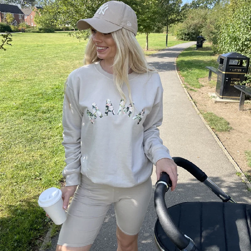 Mama Floral Print Sweatshirt Hoodie with Snap Buttons Easy Quick