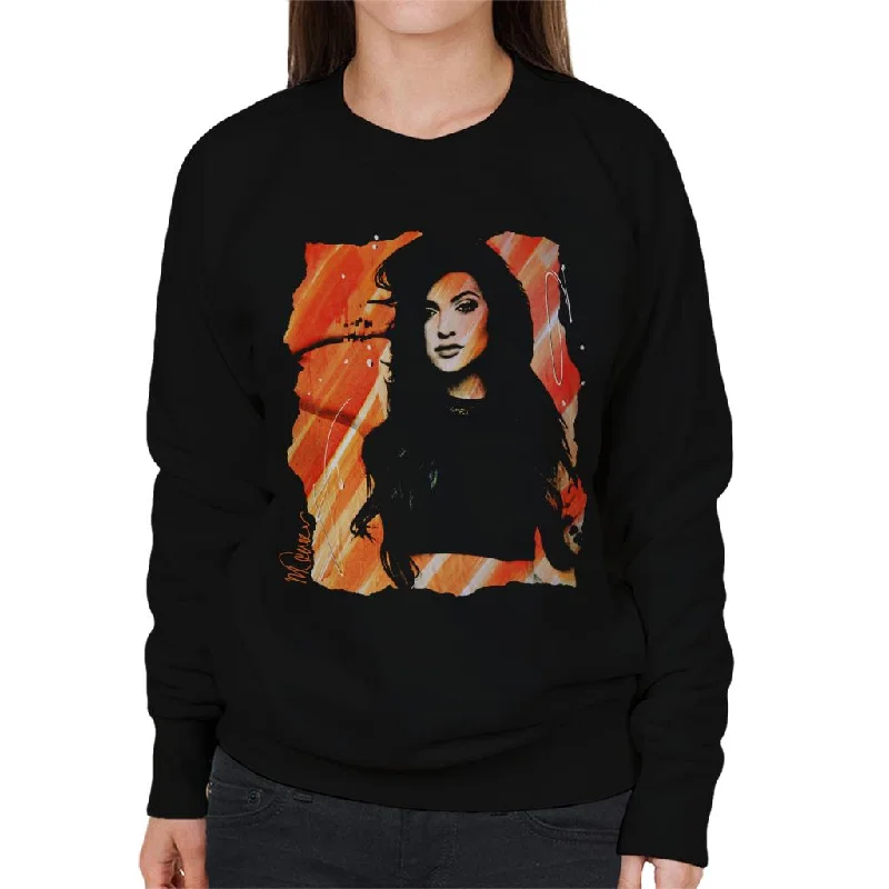 Sidney Maurer Original Portrait Of Kendall Jenner Women's Sweatshirt Hoodie with Rhinestones Sparkly Elegant