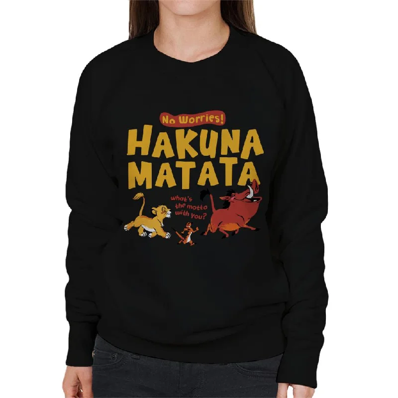 Disney The Lion King Hakuna Matata Women's Sweatshirt Hoodie with Side Slits Relaxed Casual