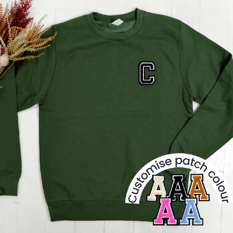 Patch 22 Adults Military Green Initial Sweatshirt Hoodie with Hem Detail Decorative Unique