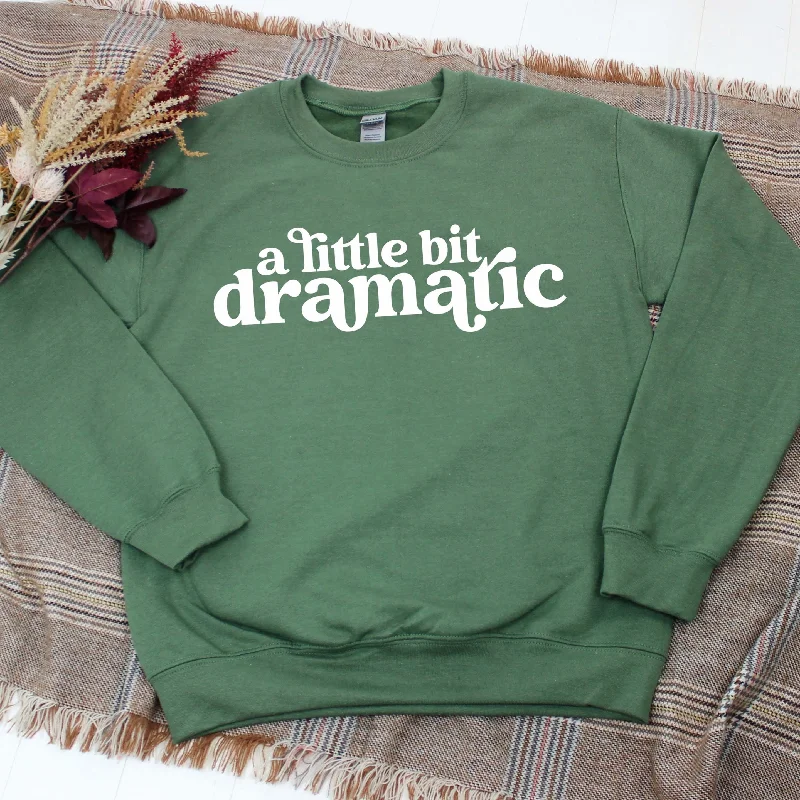 Little Bit Dramatic Military Green Women's Sweatshirt Hoodie with Magnetic Closure Innovative Modern