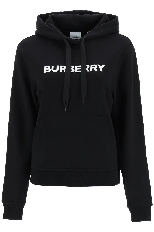 Poulter Hoodie With Logo Print  - Black Hoodie with Pocket Utility Practical