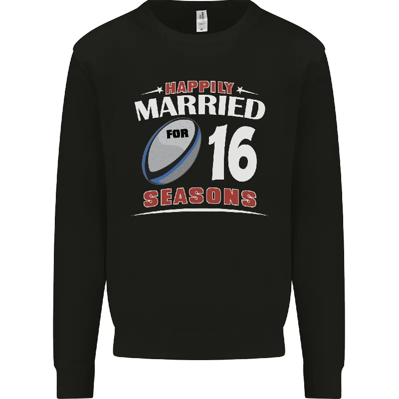 16 Year Wedding Anniversary 16th Rugby Mens Sweatshirt Jumper Hoodie with Hem Ribbing Snug Secure 16 Year Wedding Anniversary 16th Rugby Mens Sweatshirt Jumper Hoodie with Hem Ribbing Snug Secure