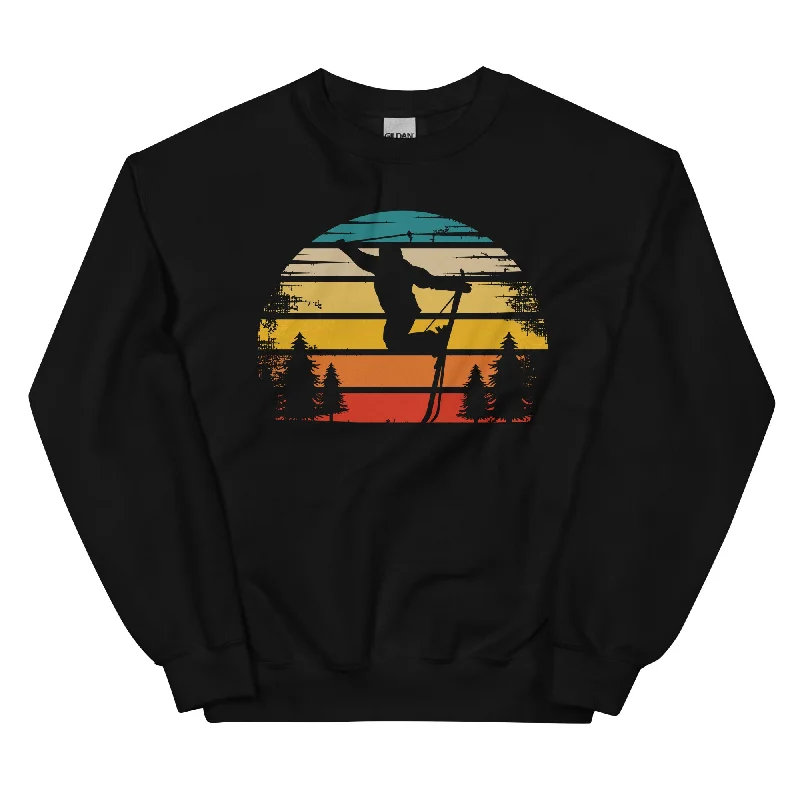 Retro Sonne und Skifahren - Sweatshirt (Unisex) Hoodie with Double Zipper Versatile Adjustable