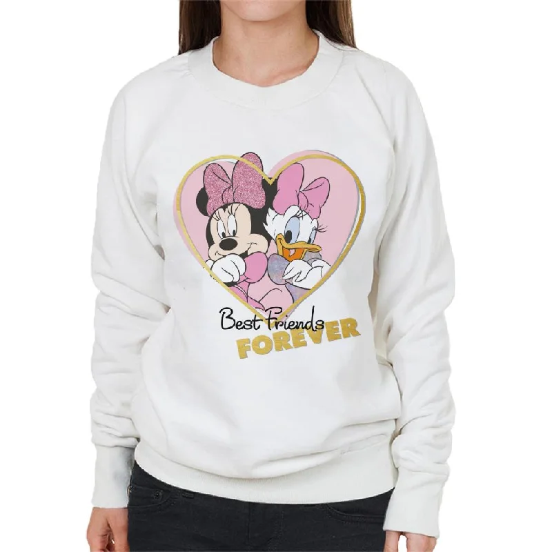 Disney Minnie Mouse And Daisy Duck Best Friends Forever Women's Sweatshirt Hoodie with Typography Text Message