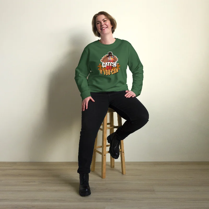 Catch Me If You Can Graphic Women  Organic Sweatshirt Hoodie with Earth Tones Natural Calm