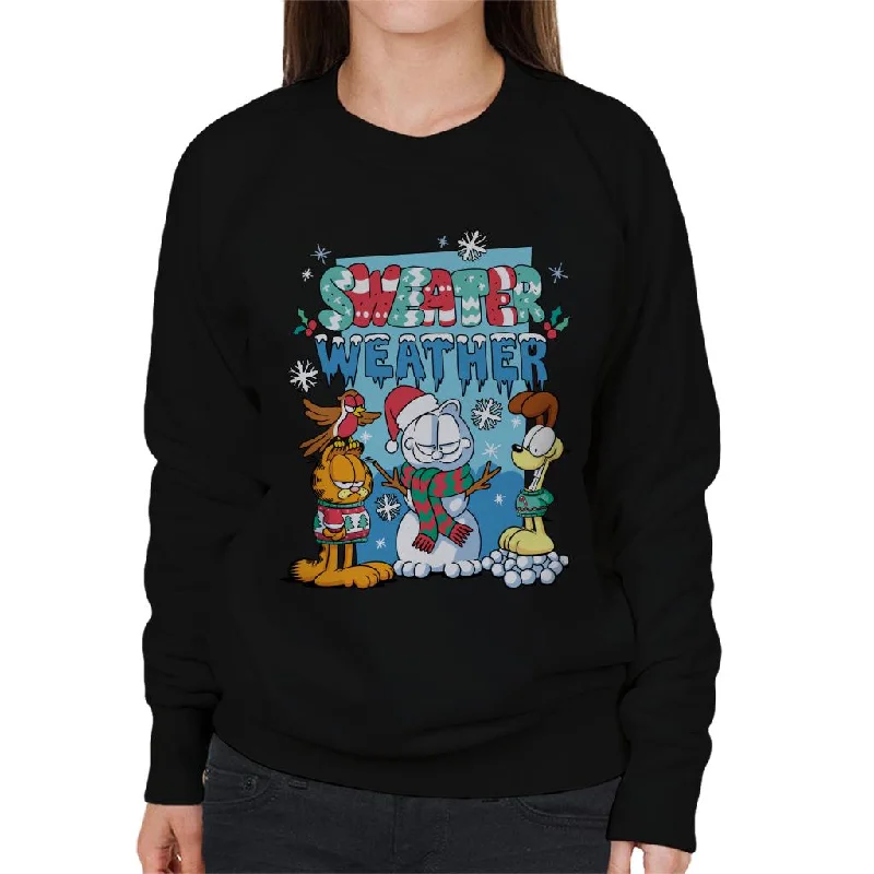 Garfield Christmas Sweater Weather Women's Sweatshirt Hoodie with High Neck Warm Protective