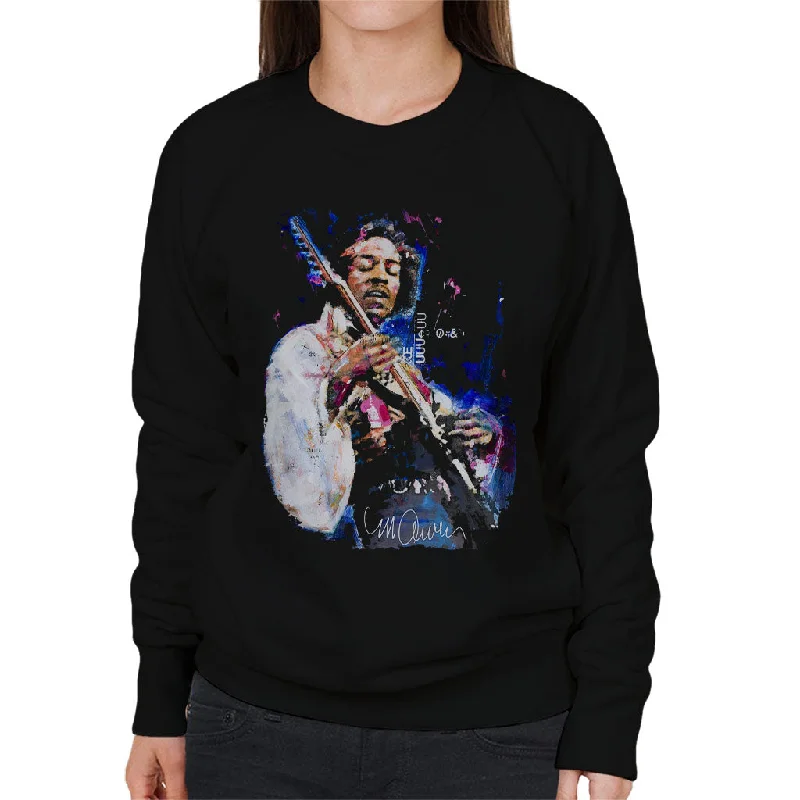 Sidney Maurer Original Portrait Of Jimi Hendrix Women's Sweatshirt Hoodie with Thumb Holes Functional Cozy