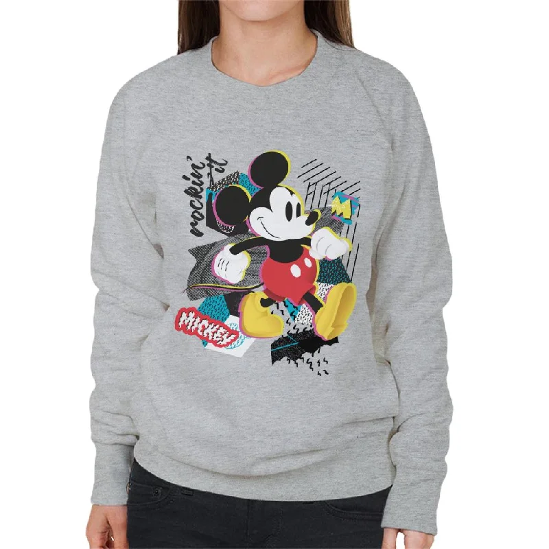 Disney Mickey Mouse Rockin It Retro Women's Sweatshirt Hoodie with High-Low Hem Asymmetrical Trendy Disney Mickey Mouse Rockin It Retro Women's Sweatshirt Hoodie with High-Low Hem Asymmetrical Trendy