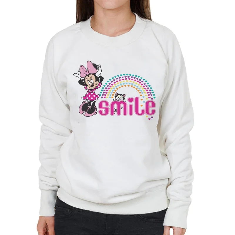 Disney Minnie Mouse And Figaro Smile Hearts Women's Sweatshirt Hoodie with V-Neck Classic Versatile