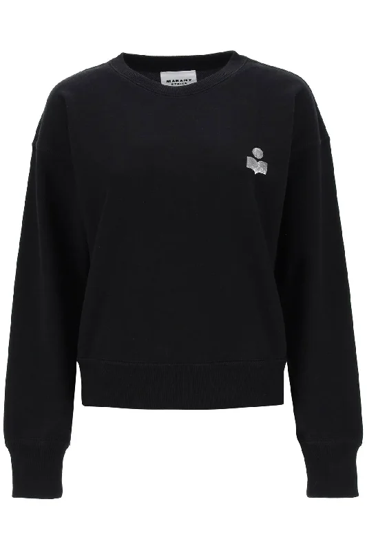 Mobyla Crew-neck Sweatshirt  - Black Hoodie with Set-In Sleeves Structured Classic